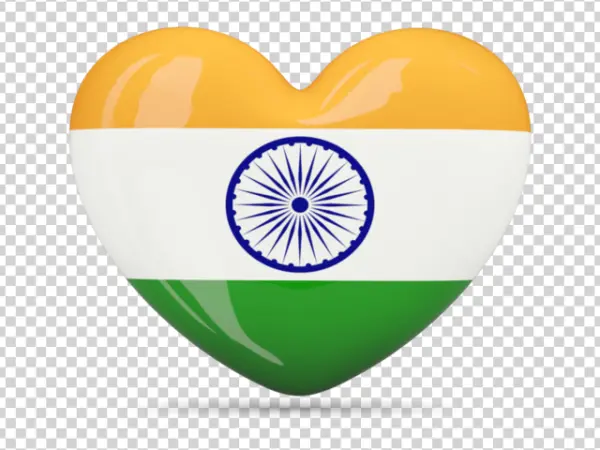 India Flag Heart PNG Transparent Background