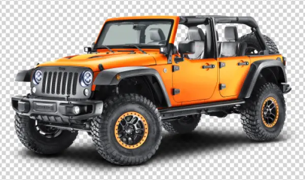 Orange Jeep Wrangler PNG Transparent Background