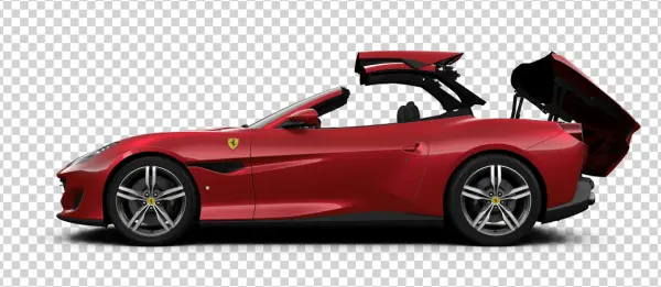 Red Ferrari Convertible Side View PNG Transparent Background