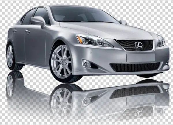 Silver Lexus IS Sedan Car PNG with Reflection