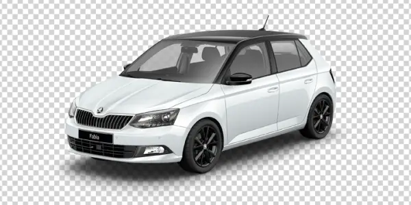 White Skoda Fabia Car PNG Transparent Background