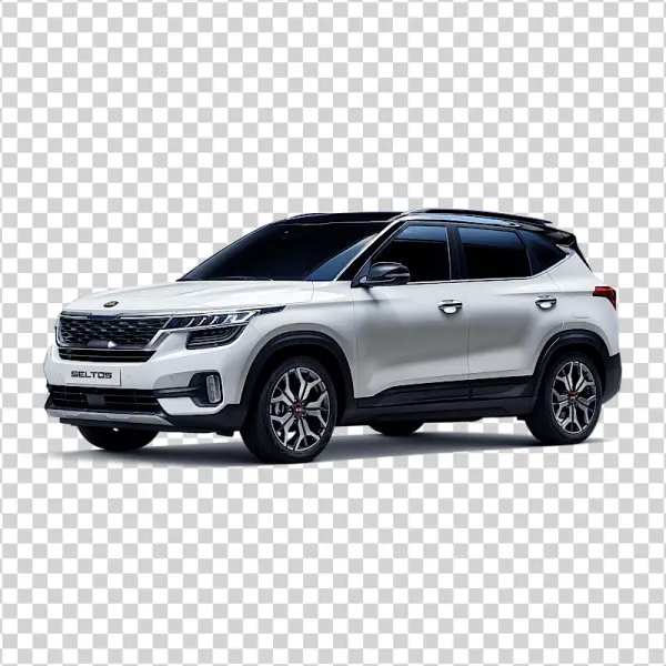 White Kia Seltos SUV PNG Transparent Background