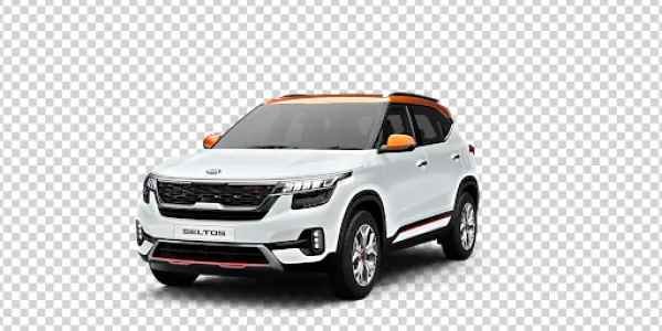 White Kia Seltos SUV with Orange Accents PNG