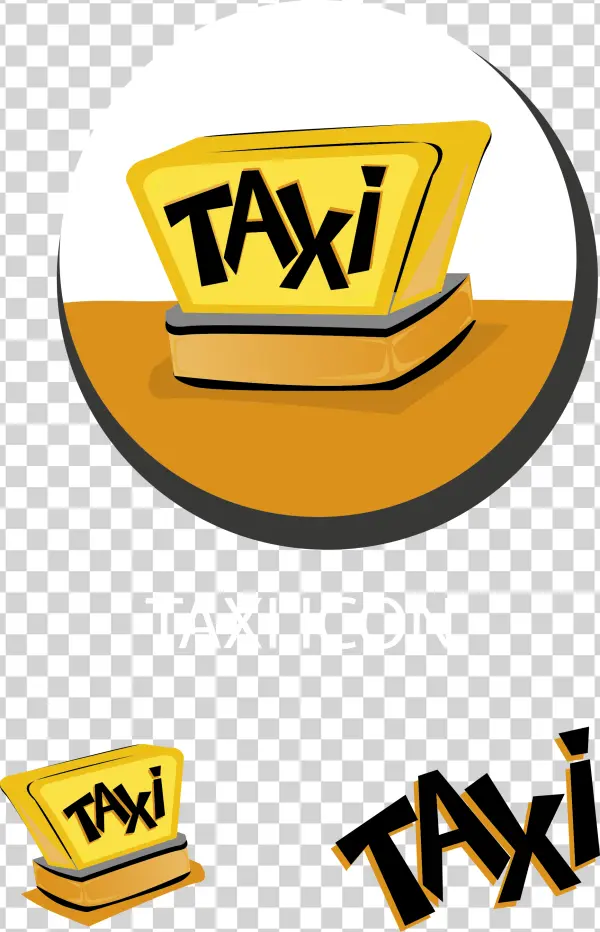 Cartoon Yellow Taxi Sign PNG