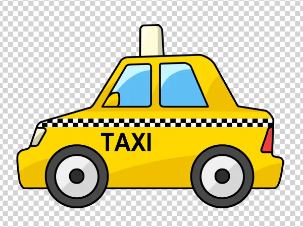 Yellow Taxi Car PNG Transparent Background