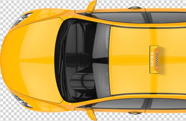 Yellow Taxi Car Top View PNG Transparent Background