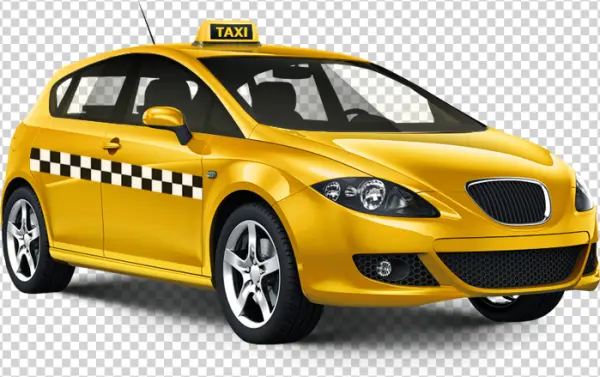 Bright Yellow Taxi Car PNG Transparent