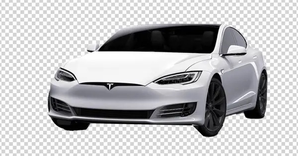 White Tesla Model S Car PNG Transparent Background