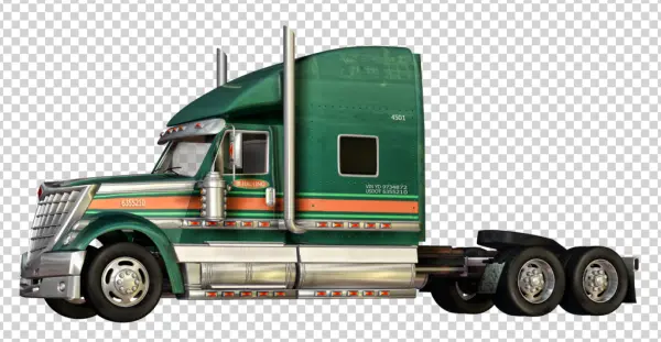 Green Semi Truck PNG Transparent Background