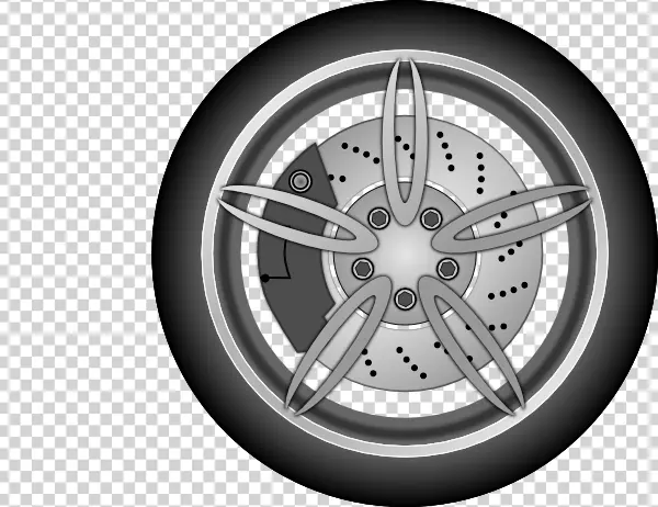 Car Wheel with Brake Disc and Rim PNG Transparent