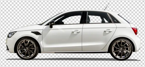 White Audi A1 Side View PNG Transparent Background