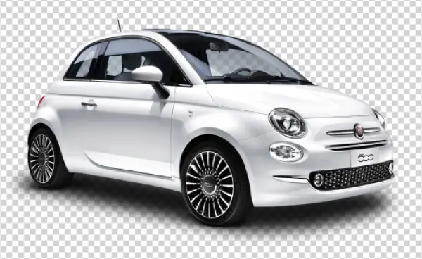 White Fiat 500 Car PNG Transparent Background
