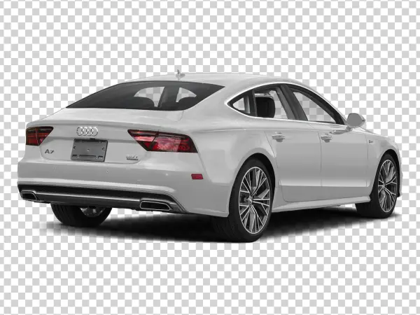 Audi A7 White Car Rear View PNG Transparent Background