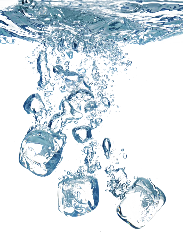 Ice Cubes Splashing in Water PNG Transparent Background