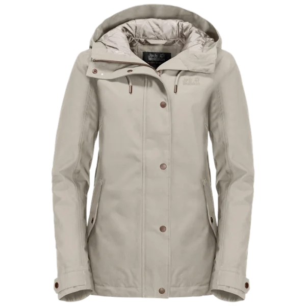 Beige Jack Wolfskin Women's Hooded Jacket PNG Transparent Background