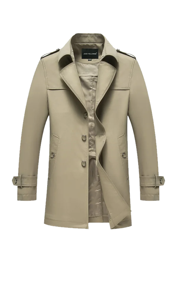 Men's Khaki Trench Coat PNG Transparent Background