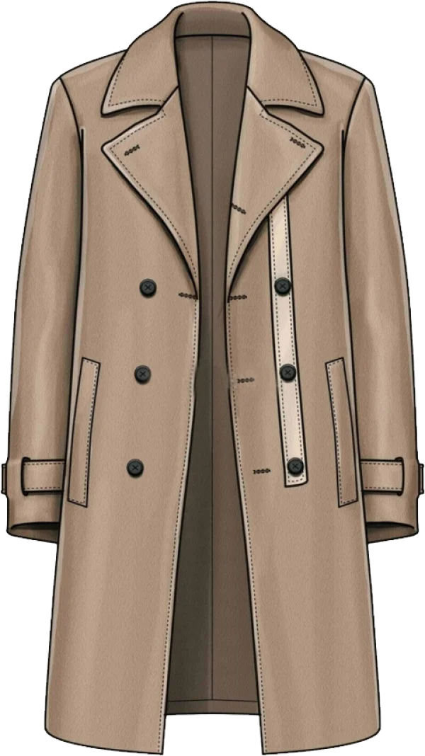 Classic Beige Trench Coat Illustration PNG