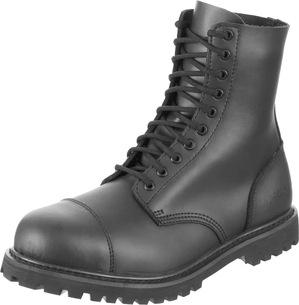 Black Leather Combat Boot PNG Transparent Background