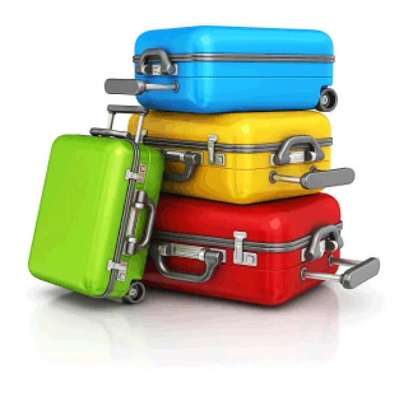 Colorful Travel Suitcases Stack PNG Transparent