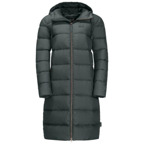 Dark Grey Long Puffer Coat PNG Transparent Background