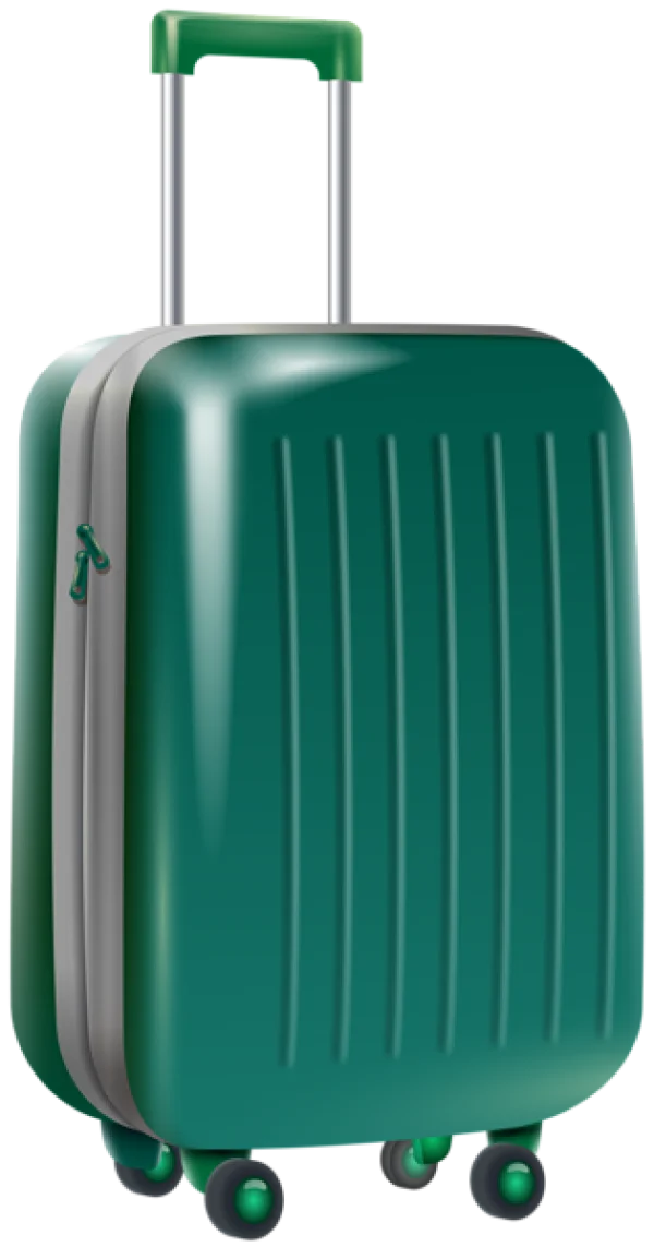Green Rolling Suitcase PNG Transparent Background