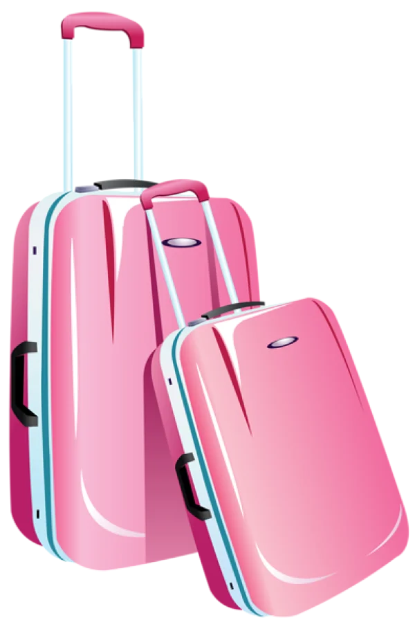 Pink Luggage Set PNG Transparent Background