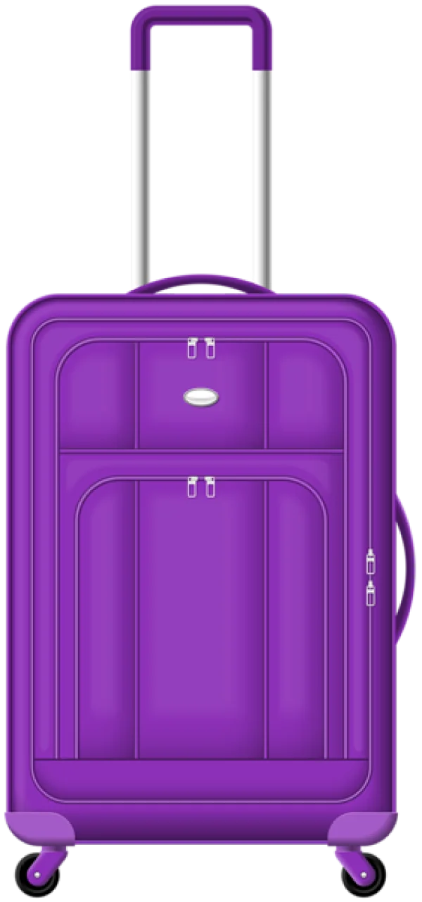 Purple Rolling Suitcase PNG Transparent Background