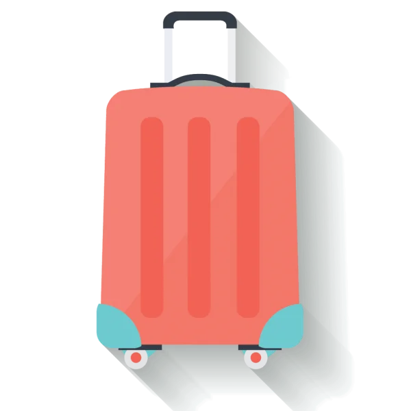 Red Rolling Suitcase Flat Design PNG Transparent