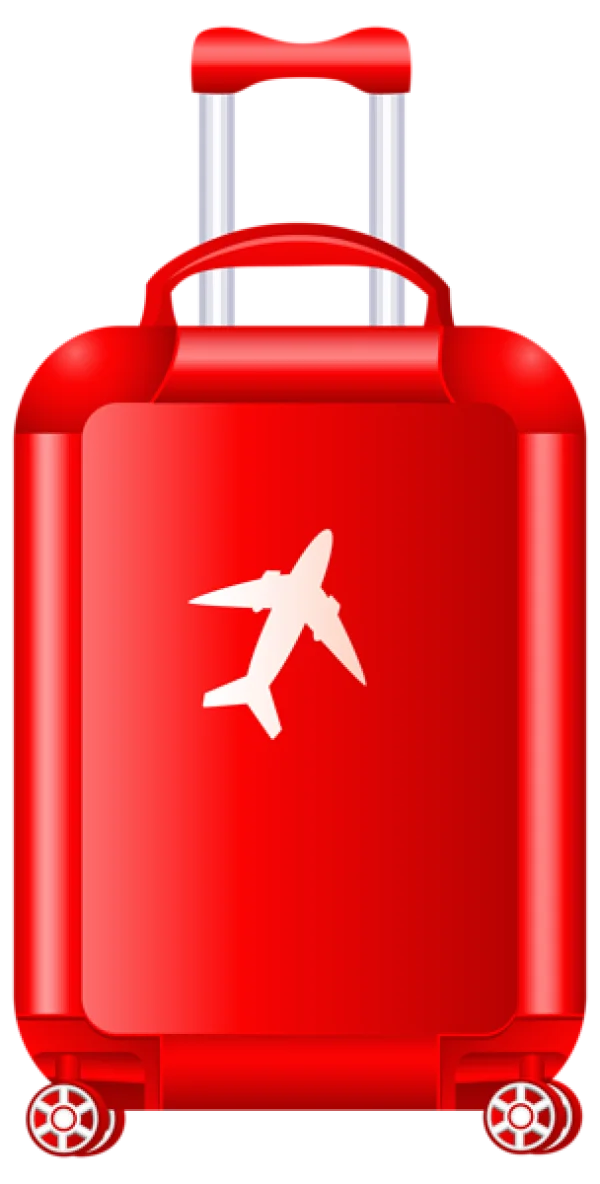 Red Travel Suitcase with Airplane Icon PNG