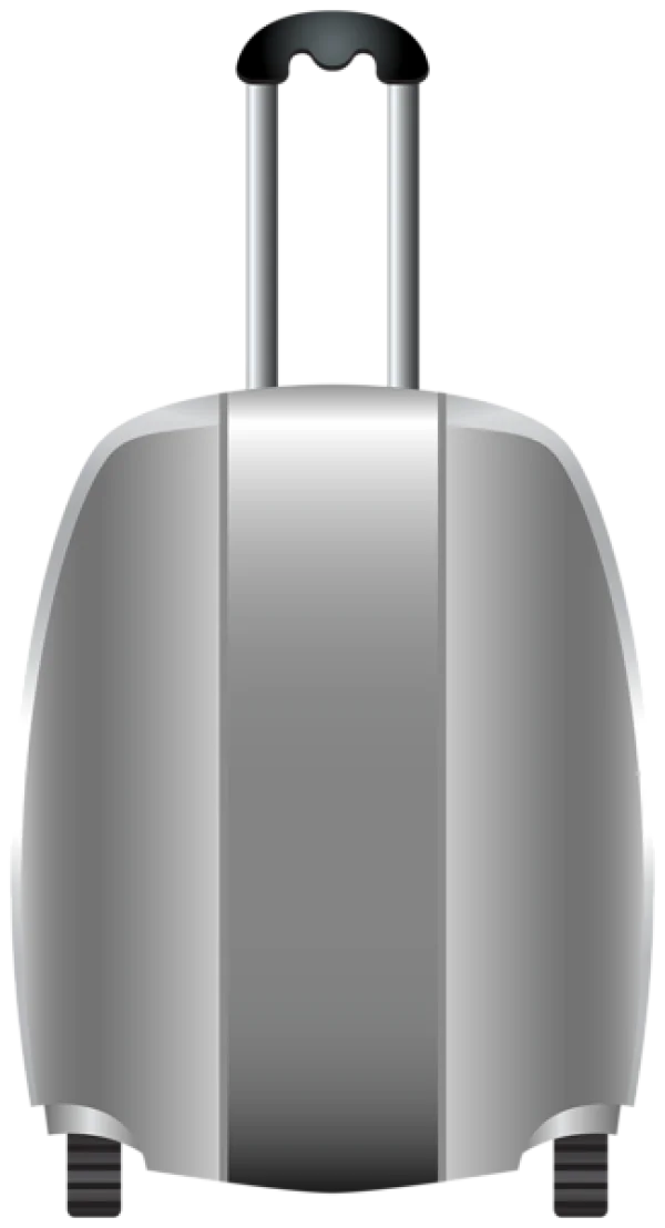 Silver Luggage Suitcase PNG Transparent Background