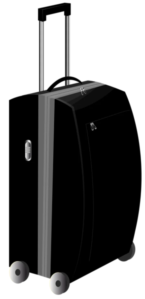 Black Rolling Luggage PNG Transparent Background