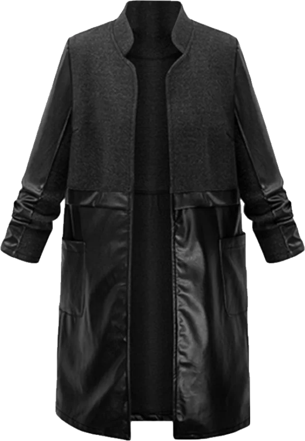 Stylish Black and Grey Trench Coat PNG