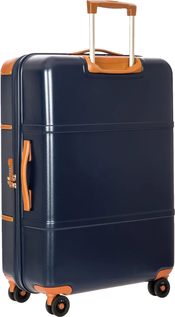 Navy Blue Suitcase with Tan Accents PNG