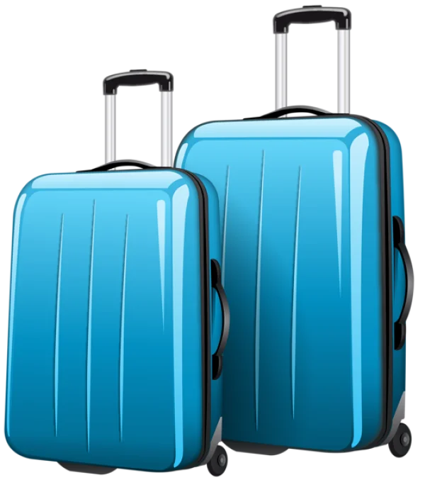 Blue Travel Suitcases PNG Transparent Background