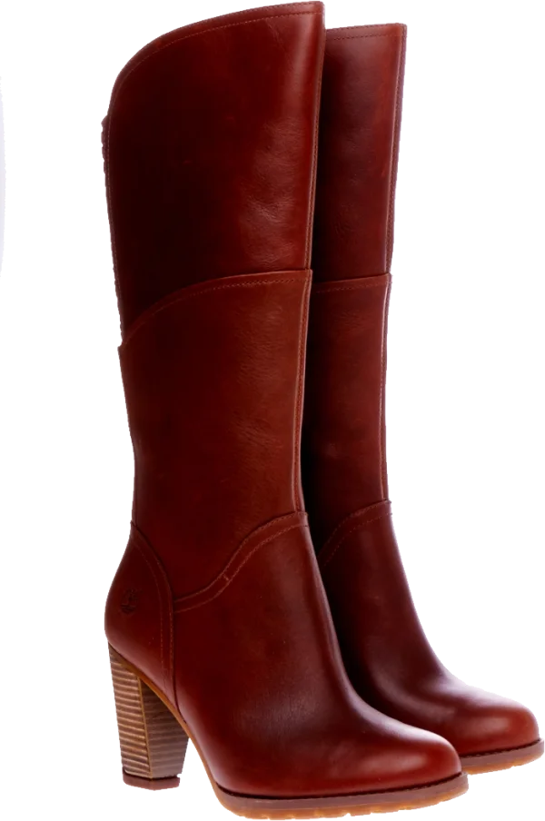 Brown Leather Heeled Boots PNG Transparent Background