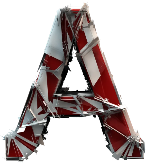 Shattered Red and White Letter A PNG Transparent