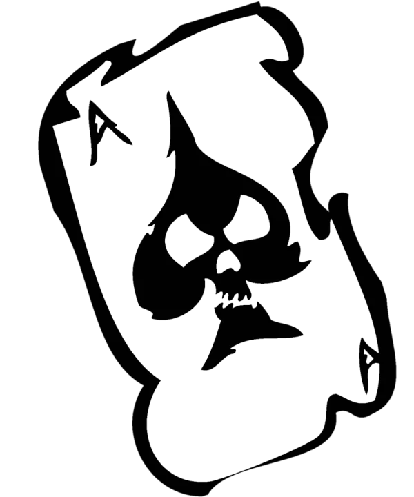 Skull Ace of Spades Outline PNG Transparent