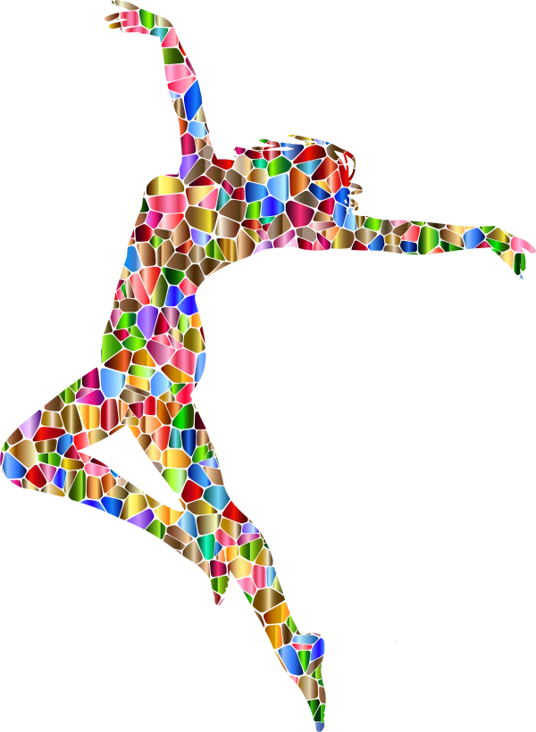 Vibrant Mosaic Dancer Silhouette PNG Transparent