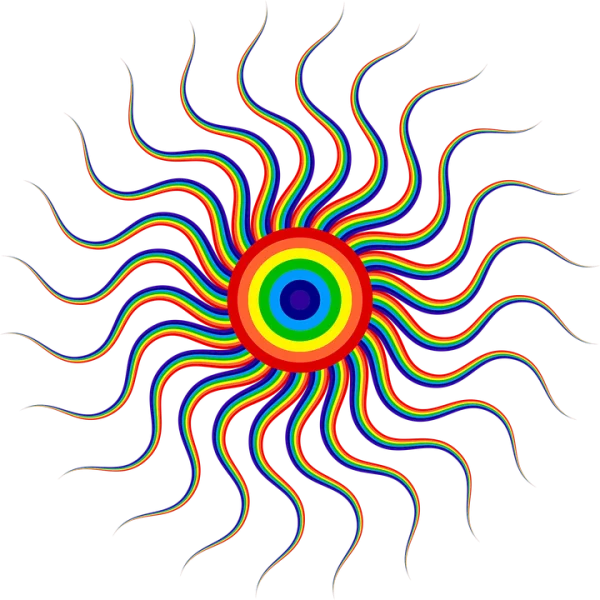 Psychedelic Rainbow Sunburst PNG