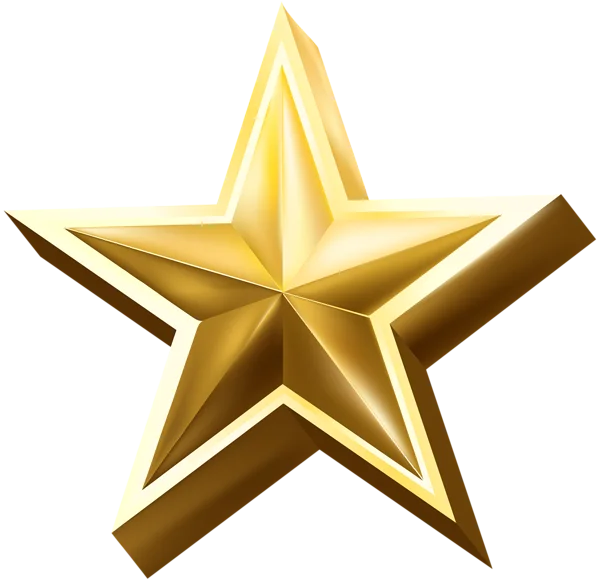 Golden 3D Star PNG Transparent Background