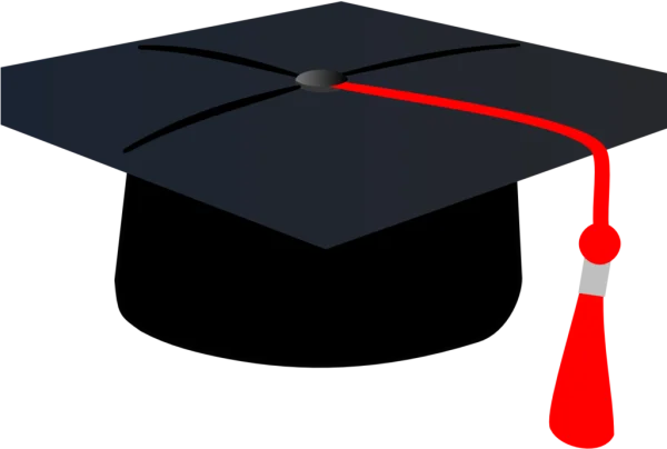 Graduation Cap with Red Tassel PNG Transparent Background