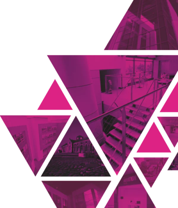 Magenta Geometric Architectural Collage PNG