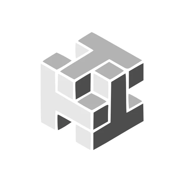 Abstract Isometric Interlocking Blocks Logo PNG