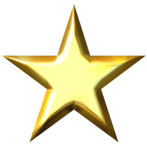 Shiny Golden Star Transparent Background PNG