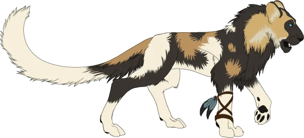 Fantasy Calico Wolf-Lion Hybrid PNG Transparent Background