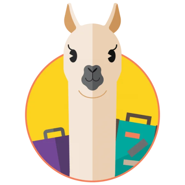 Cute Travel Llama Icon with Luggage PNG
