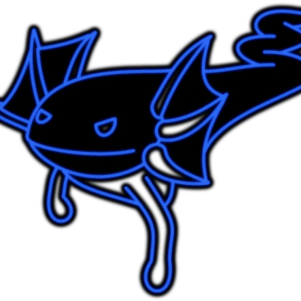 Neon Blue Axolotl Outline PNG