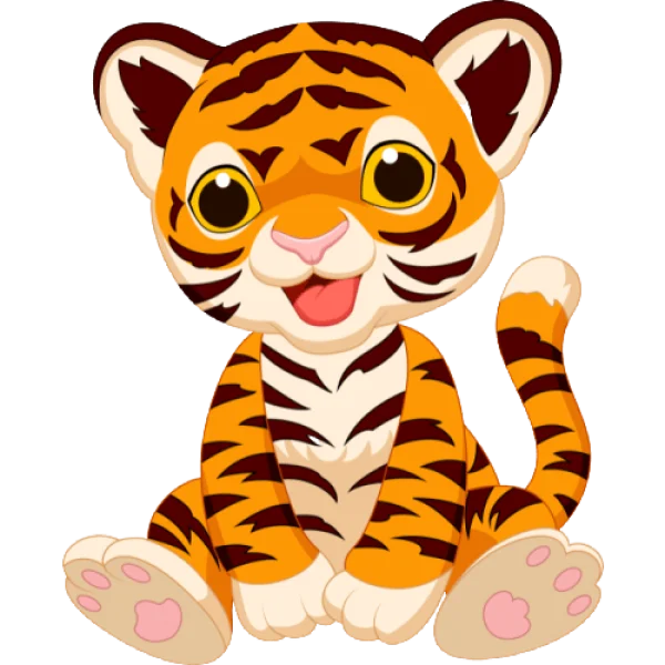 Cute Cartoon Baby Tiger PNG Transparent Background