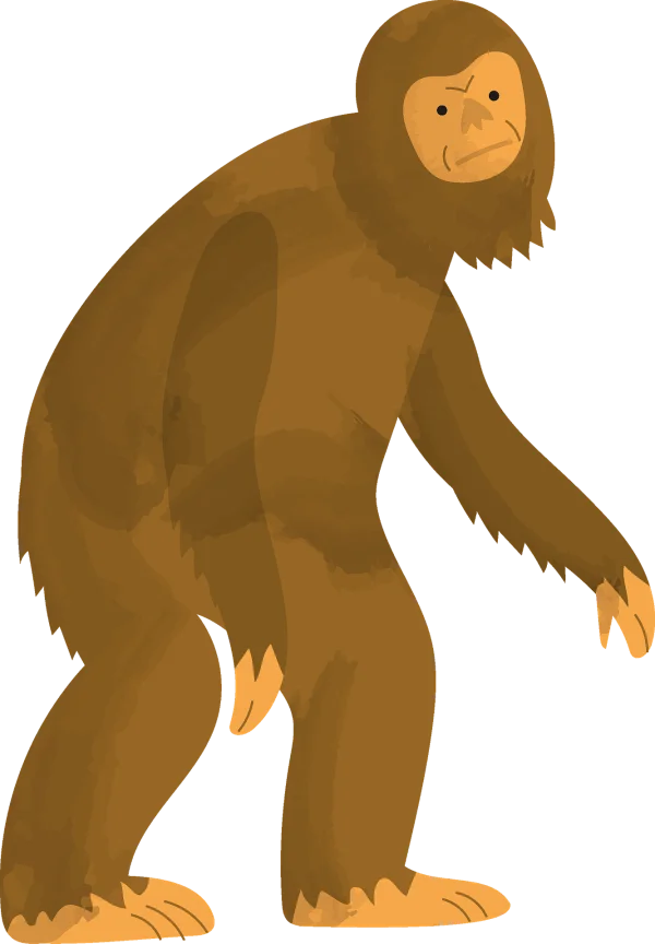 Cartoon Bigfoot Sasquatch PNG Transparent Background