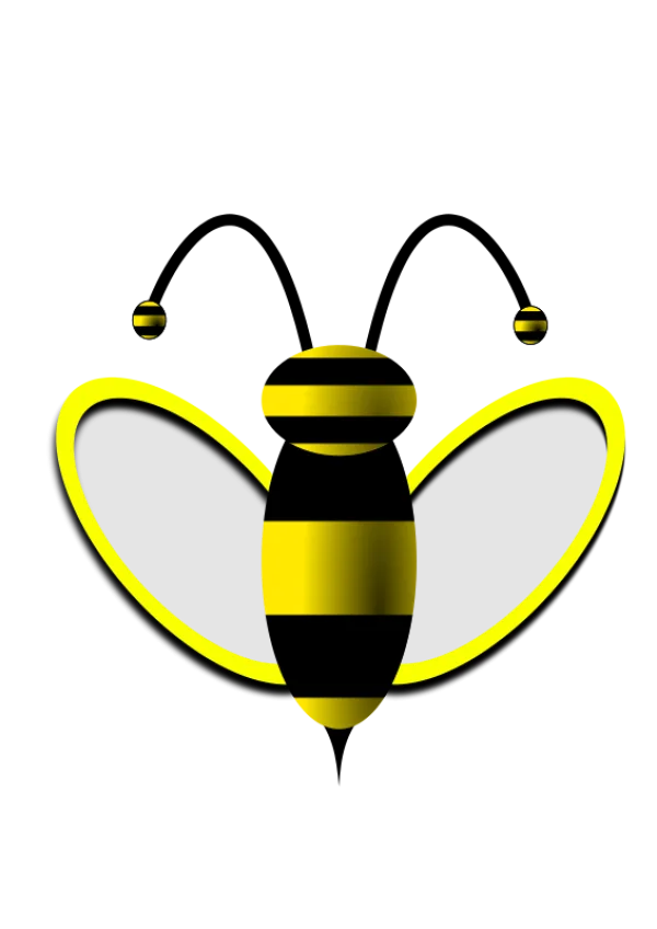 Stylized Yellow and Black Bee Icon PNG